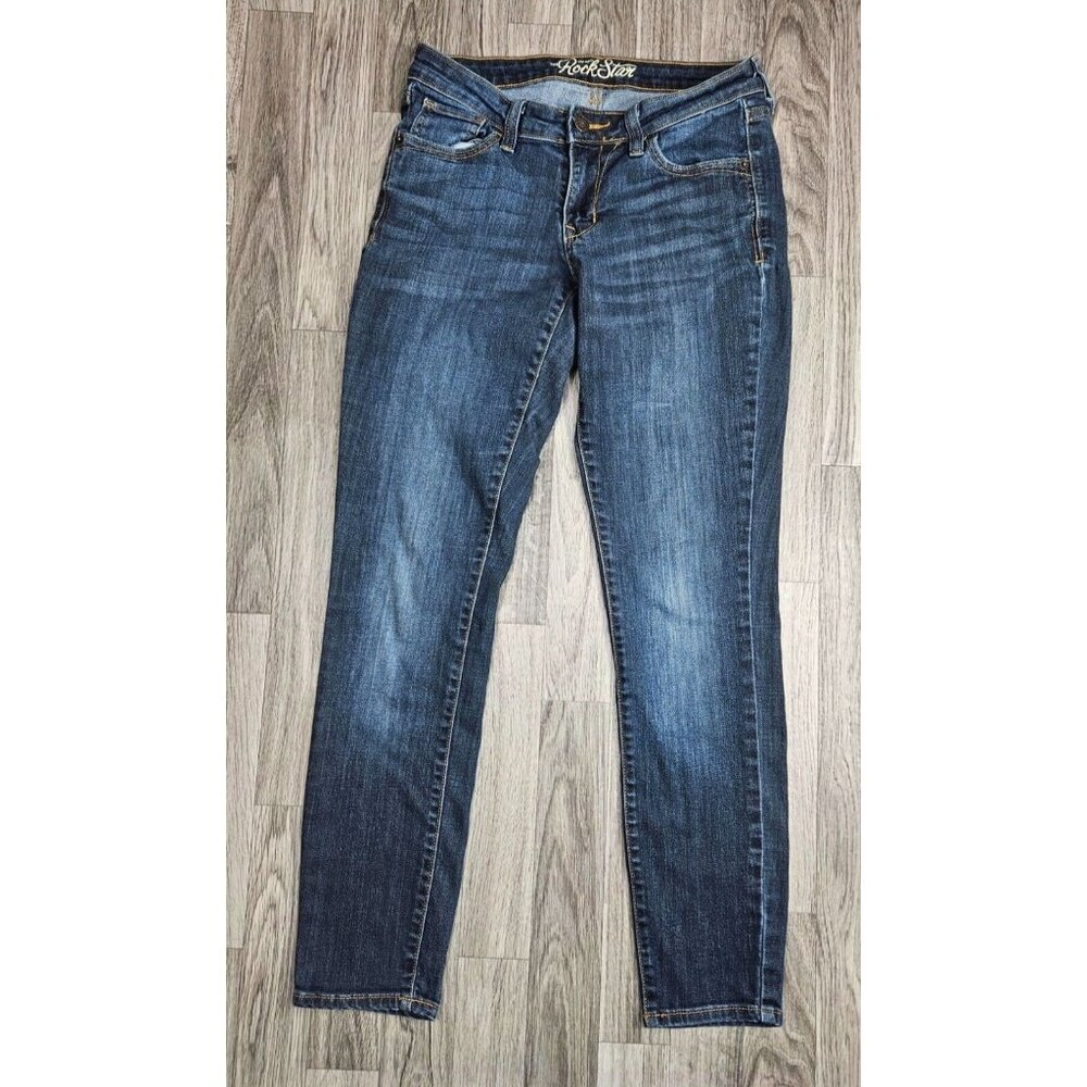 (3/$35) Old Navy Size 8 Regular The Rockstar Pockets Whiskered Denim Blue Jeans